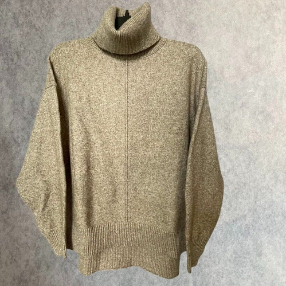 H&M Oversized Sweater Womens Small Brown Cowl Neck Wool Blend Tunic Pullover